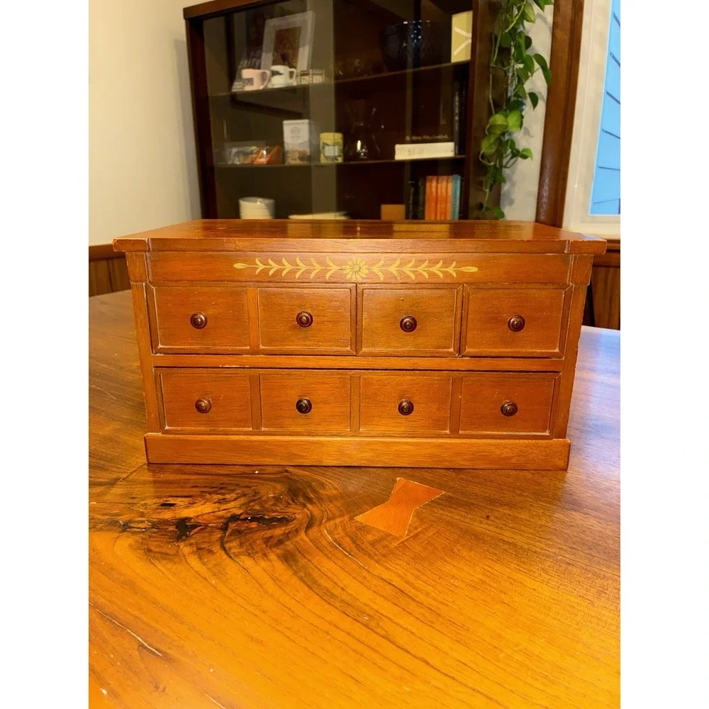 MID CENTURY MODERN WOOD JEWELRY BOX DRESSER MADE IN JAPAN